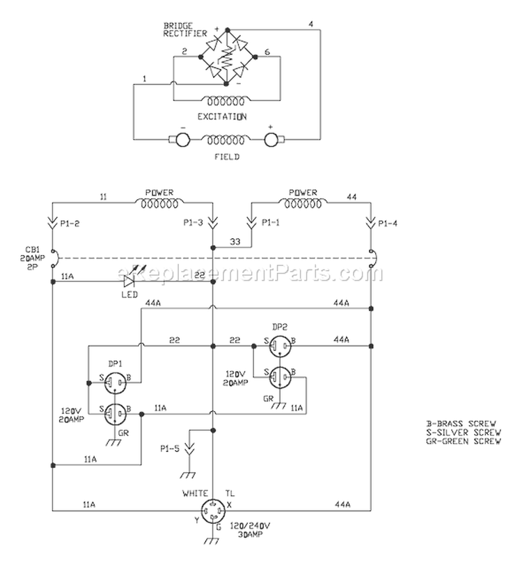 Page E Diagram and Parts List for 030235-1  Briggs and Stratton Generator